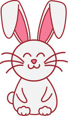 Easter Day Bunny Flat Hand Drawn Illustration