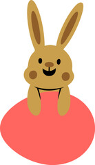 Easter Day Bunny with Egg Flat Hand Drawn Illustration