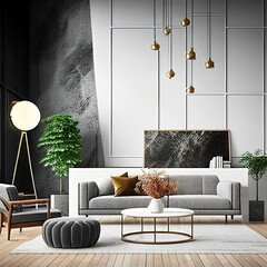 Modern living room interior background, wall mock up.