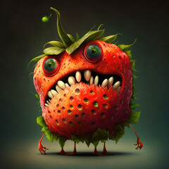 Fototapeta premium Monster fruit strawberry. Generative AI