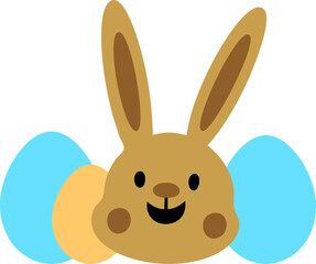 Easter Day Bunny with Egg Flat Hand Drawn Illustration