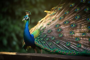 Obraz premium Beautiful closeup of a male Peacock with amazing plumage