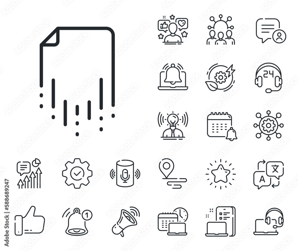 Poster backup data sign. place location, technology and smart speaker outline icons. recovery file line ico