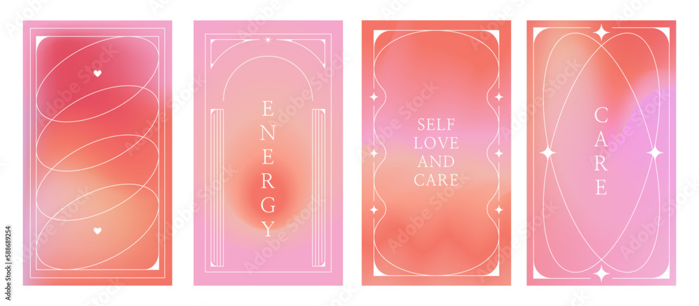 Aufkleber vector set of design elements and illustrations in simple minimalist linear style - self care and lo