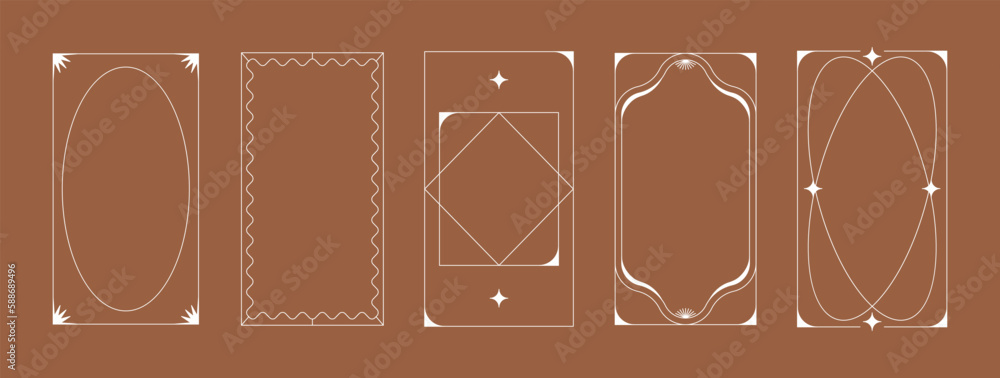 Aufkleber Vector set of design elements and illustrations in simple linear style - boho arch logo design elements and frames for social media stories and posts