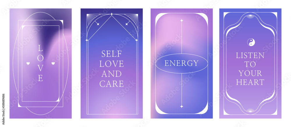 Aufkleber vector set of design elements and illustrations in simple minimalist linear style - self care and lo