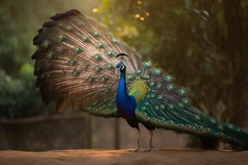 Obraz premium Beautiful closeup of a male Peacock with amazing plumage
