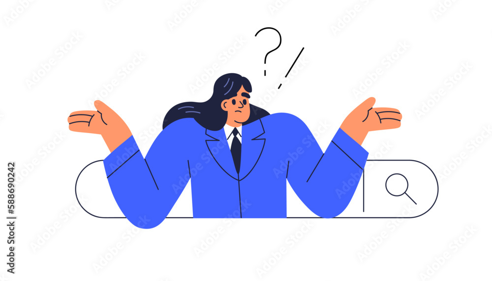 Aufkleber Information not found in search engine, bar. Browsing query, no result. Puzzled user, failure, problem in web, internet surfing concept. Flat vector illustration isolated on white background