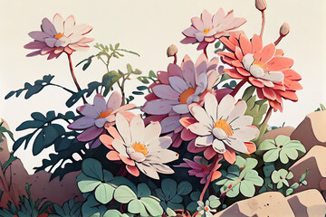 Fototapeta na wymiar Flower drawing illustration