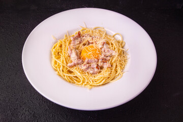 plate of spaghetti carbonara