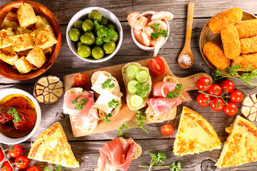 assorted of spanish food tapas