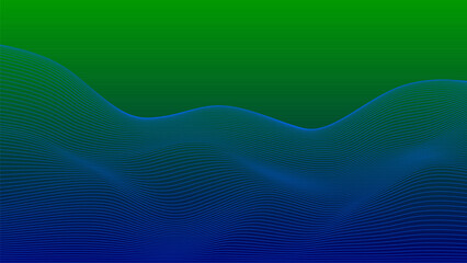 Background Green Blue wave lines. Flowing green waves design Abstract digital wave. Bright Line Vector illustration for tech futuristic innovation concept modern Background Graphic design  Gradient