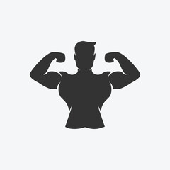 Vector illustration of bodybuilder icon. Vector object and Icons for Sport Label, Gym Badge, Fitness Logo Design - Vector