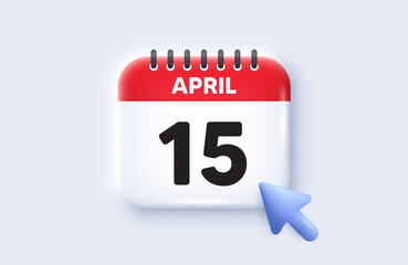 15th day of the month icon. Calendar date 3d icon. Event schedule date. Meeting appointment time. 15th day of April month. Calendar event reminder date. Vector