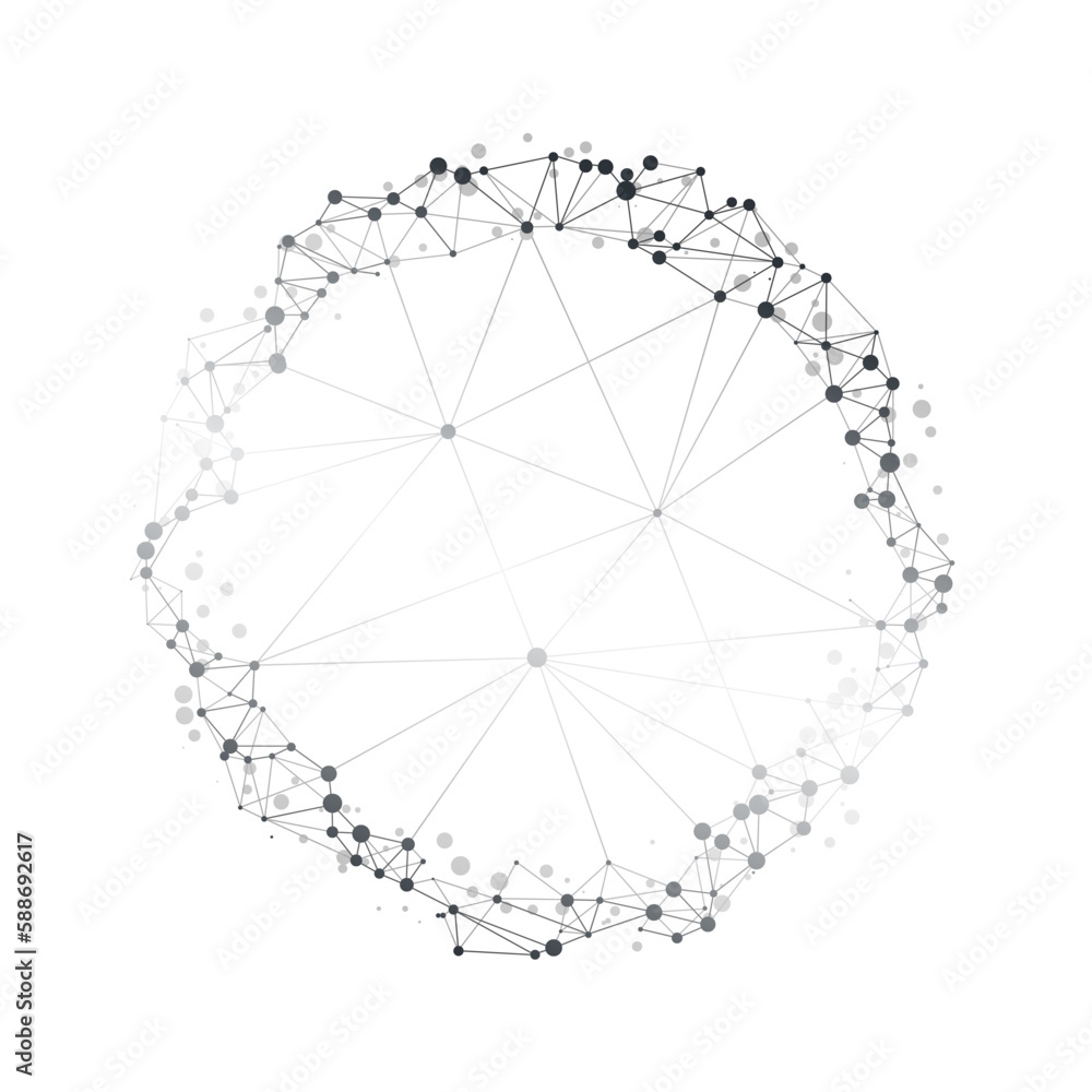 Poster abstract cloud computing and global network connections concept design with transparent 3d geometric