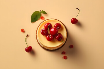 Cheesecake with Fresh Fruits and Nutty Crust. Generative AI