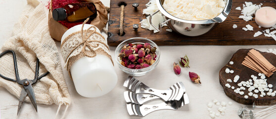 Homemade candle ingredients.