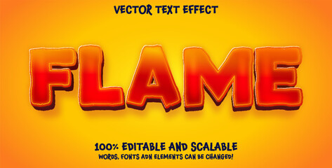 Flame 3D text effect. Editable text style effect with red light theme.