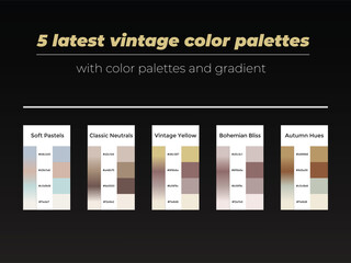 5 latest vintage color palettes with color and gradient 