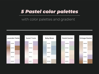 5 Pastel color palettes with color and gradient 