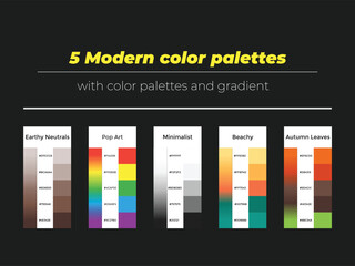 5 modern color palettes  with color and gradient 