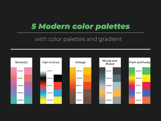 5 modern color palettes  with color and gradient 