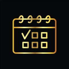 gold, calendar, icon, vector, design, template, illustrasi, logo, flat, style, trendy, collection