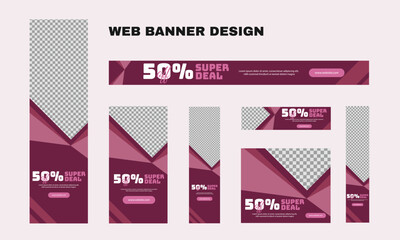 set of modern business web banners in standard size with a place for photos. Business ad banner cover header background for website design, Social media cover ads banner template.