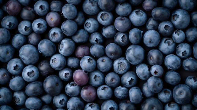 Close up of many blueberries. Generative AI