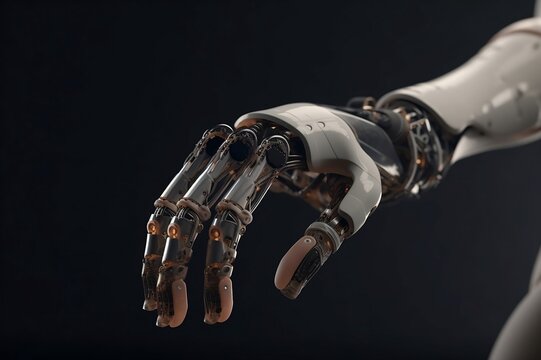 Futuristic bionic arm prosthesis with robotic technology, AI generated