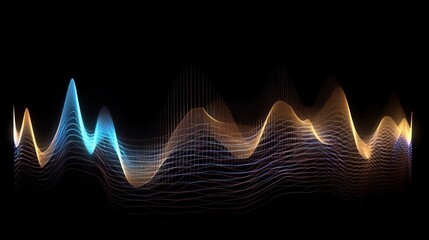 Sound waves oscillating with the glow of light, abstract technology background