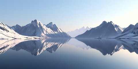 Fototapeta na wymiar Paysage de montagnes enneigées au format panoramique - generative ai