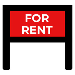 Real estate rent sign. Vector red sign for rent.