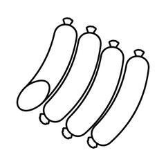 Sausages icon vector. Meat products illustration sign. BBQ symbol or logo.