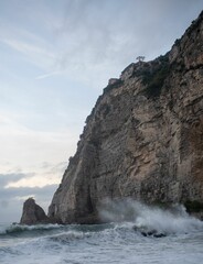 Vertical shot of a beautiful sea on a sunny day in Campania, Italy
