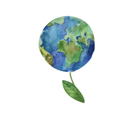  International Mother Earth Day.Environmental problems and environmental protection.Saving the planet.Watercolor illustration isolated on a white background