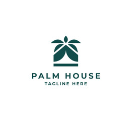 Palm tree house logo template.