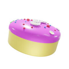 Strawberry pink cake with flower decoration, food, birthday, party, for mockup template, Premium Quality, PNG, decoration,  3d, illustration, view render, hd, alpha background, format, new year