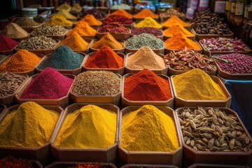 veriety of spices on a oriental market