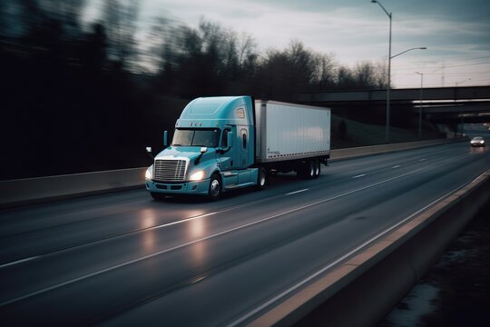 
truck driving on a freeway - motion blur
