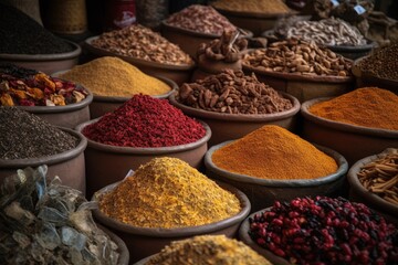 veriety of spices on a oriental market