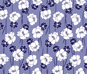 Japanese Sweet Flower Branch Stripe Vector Seamless Pattern