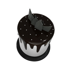 Black forest cake, food, birthday, party, for mockup template, Premium Quality, PNG, decoration,  3d, illustration, view render, hd, alpha background, format, new year