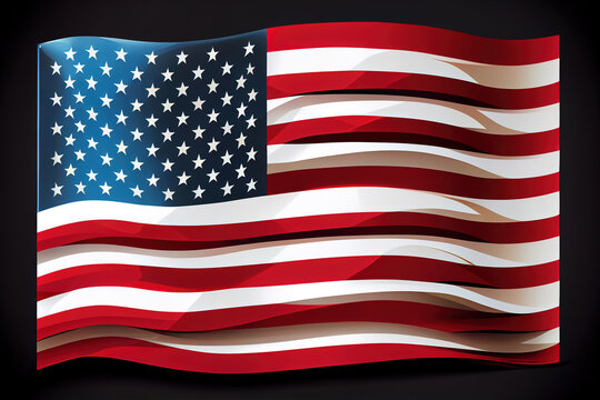American flag on wooden background. Place for text or typography. Generative Ai