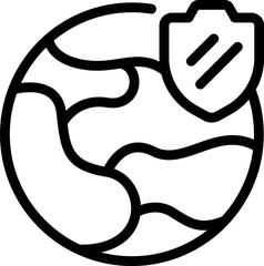 Global security guard icon outline vector. Safety data. Computer secure