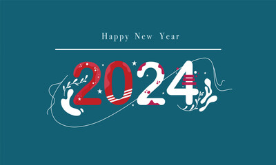 Naklejka na ściany i meble Happy new year 2024 celebration holiday background vector
