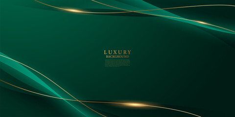 green abstract background design with elegant golden elements vector illustration