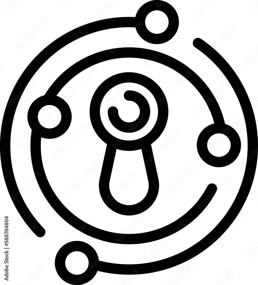 Poster data lock icon outline vector. safety police. computer secure