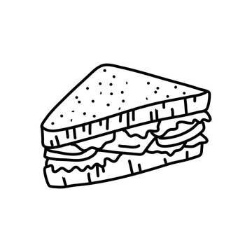 recommend clip art: sandwich doodle hand drawn outline doodle icon.  sketch illustration for print, web, mobile and infographics isolated on white background.