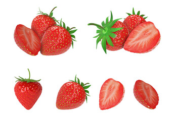 strawberries isolated on transparent background